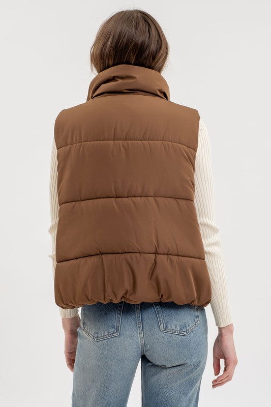 Solid Zip Up Puffer Vest