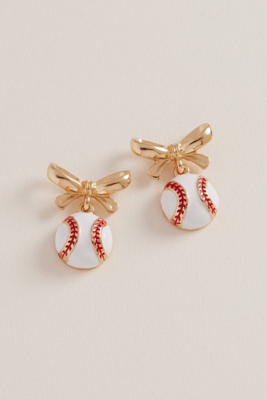 Gold Bow Sport Dangle Earring