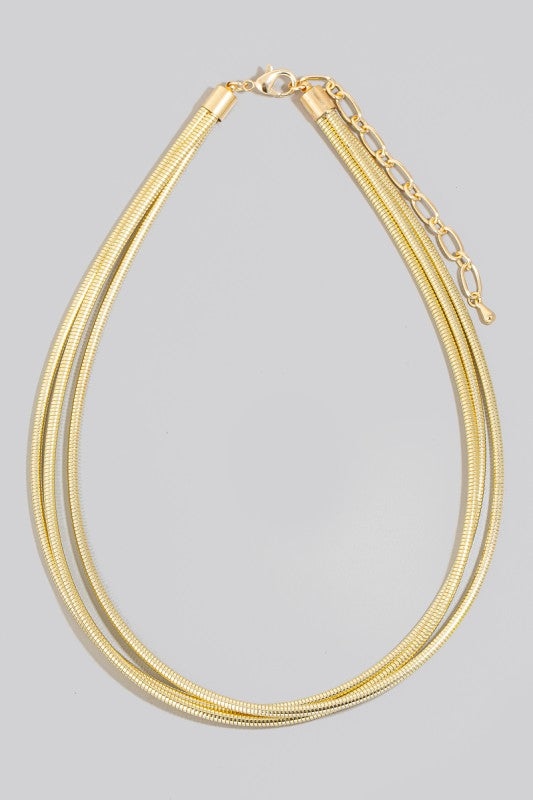 Triple Layer Gold Coil Necklace