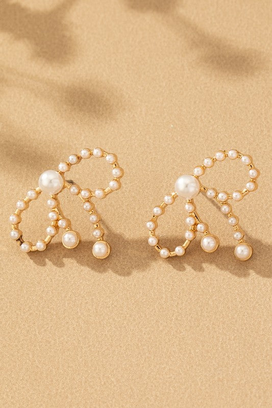 Pearl Studded Bow Earring