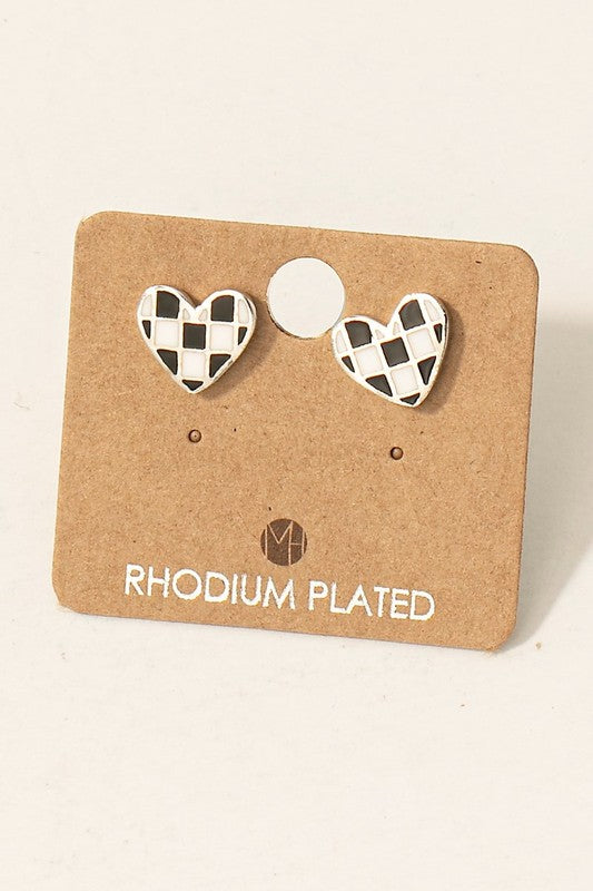 Checkered Heart Stud Must Have Earring