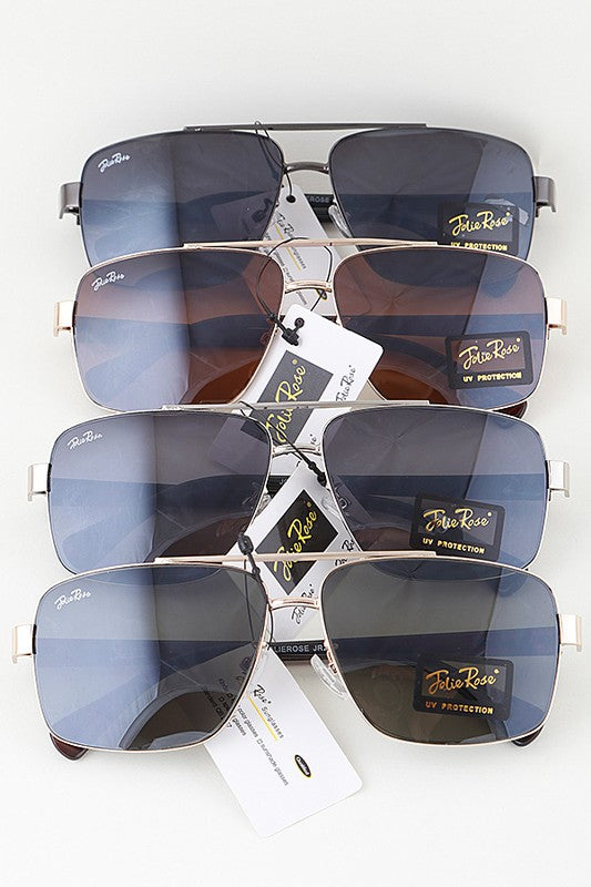 Straight Metal Frame Aviator Sunglasses