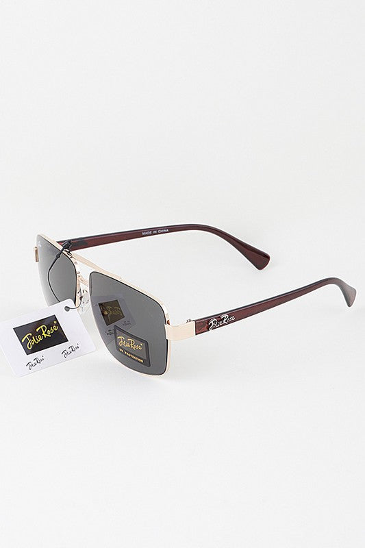 Straight Metal Frame Aviator Sunglasses