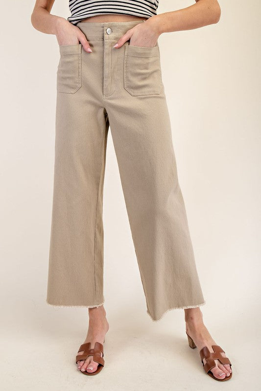 Straight Leg Raw Hem Front Pocket Pants