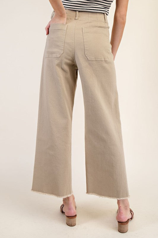 Straight Leg Raw Hem Front Pocket Pants