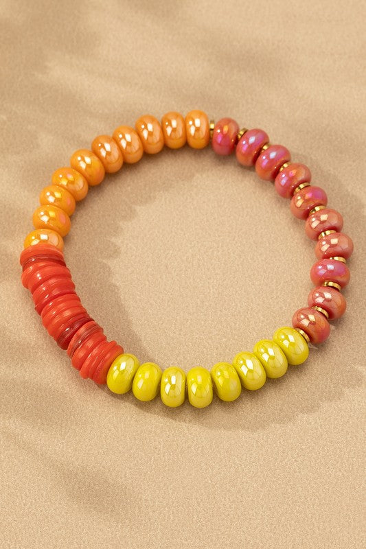 Chunky Colorful Beaded Bracelet-Citrus