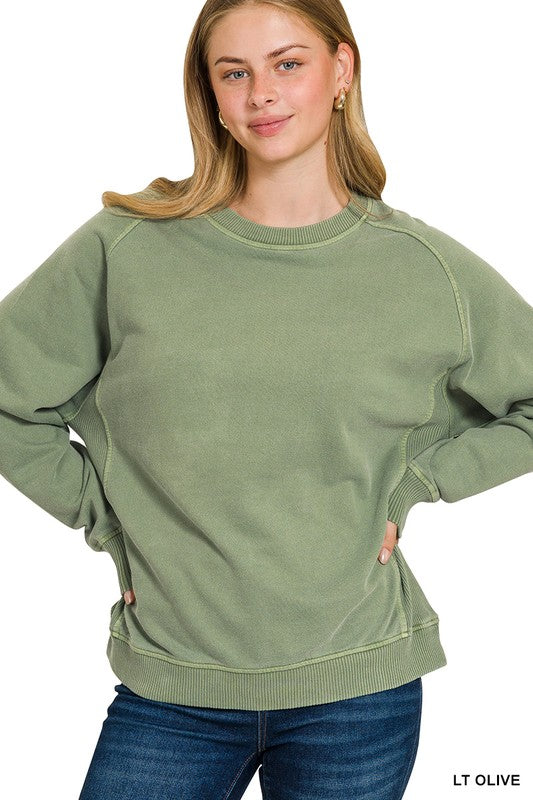 French Terry Enzyme Washed Pullover