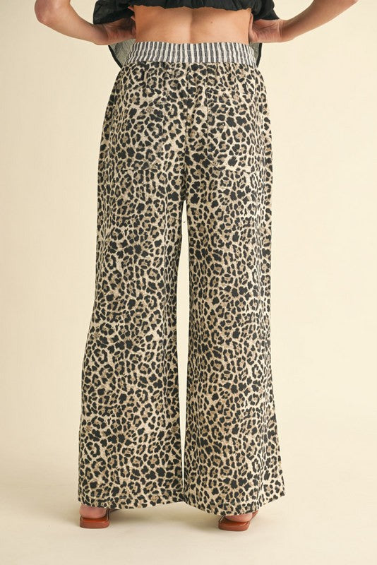 Leopard Wide Leg Drawstring Pant