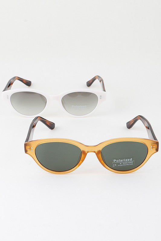 Polarized Two Tone Oval Sunglasses