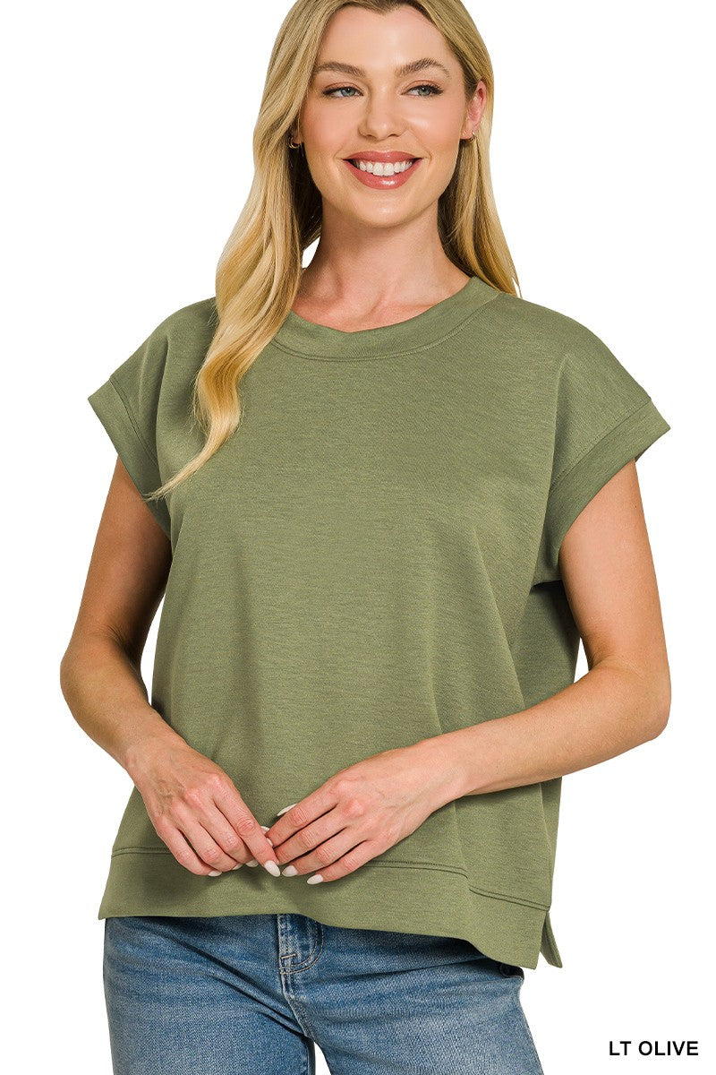 Solid Scuba Short Sleeve Top