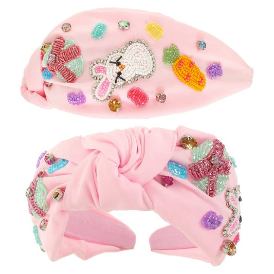 Bunny Easter Theme Knot Headband-Pink
