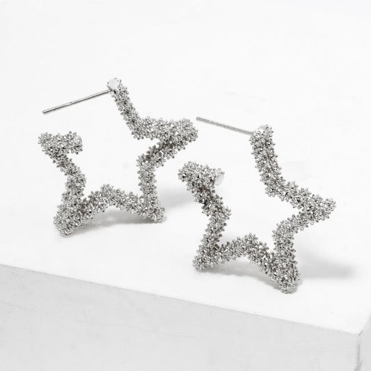 Textured Metal Star Shape Earring