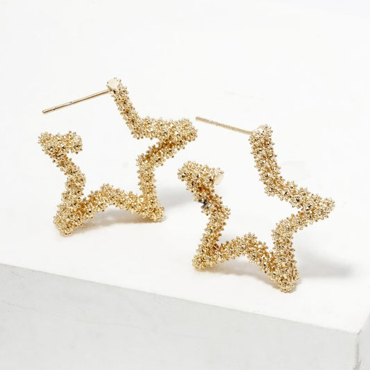 Textured Metal Star Shape Earring