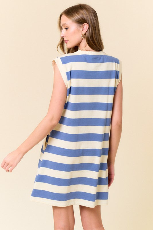 Rugby Striped Cap Sleeve Dress