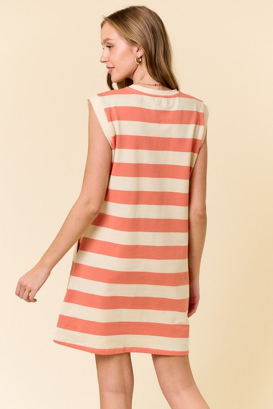 Rugby Striped Cap Sleeve Dress