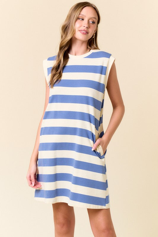 Rugby Striped Cap Sleeve Dress