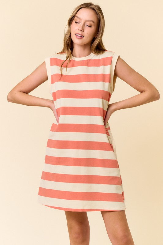 Rugby Striped Cap Sleeve Dress