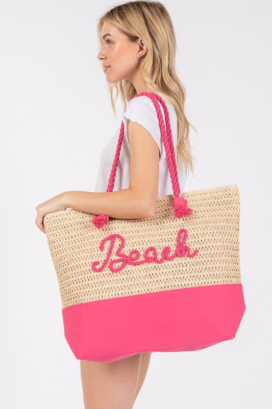 Braided Strap Rope Beach Tote
