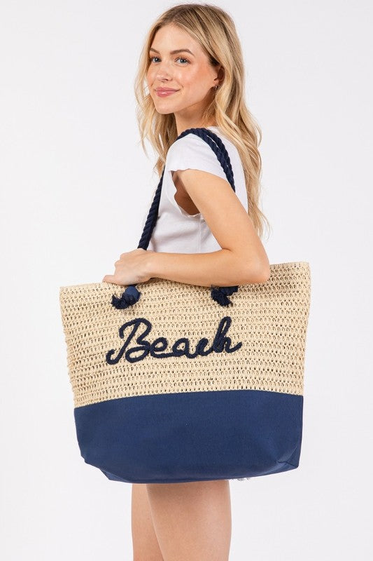 Braided Strap Rope Beach Tote