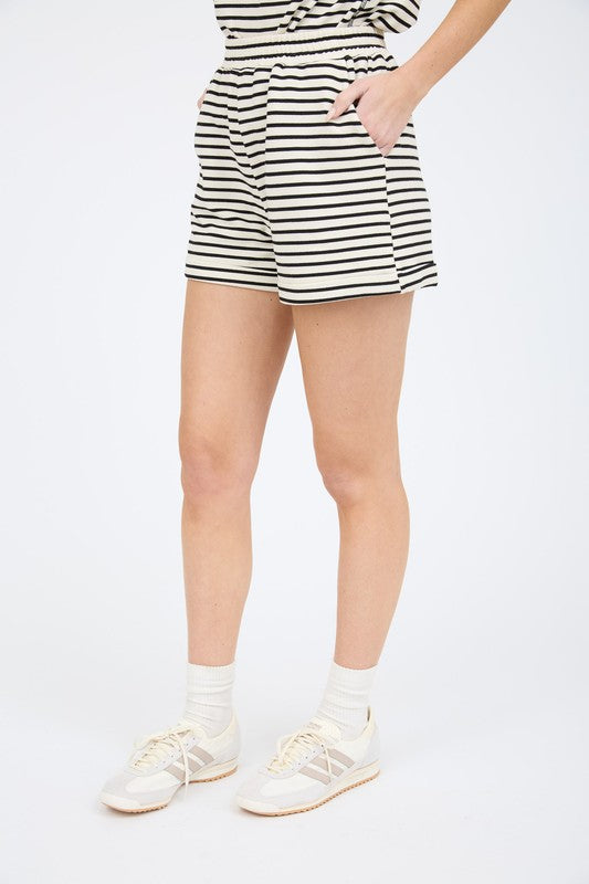 Striped Elastic Waist Shorts