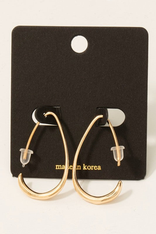 Thin Metal Teardrop Threader Hoop Earring