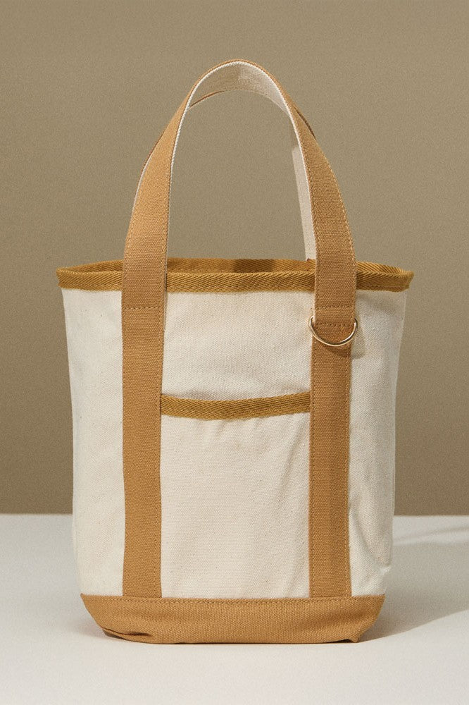 Solid Mini Canvas Tote Bag-Taupe
