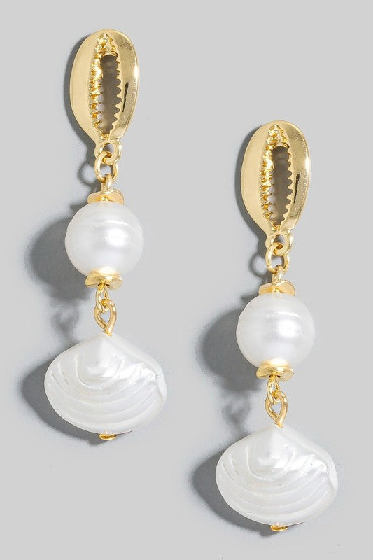 Pearl Puka Shell Dangle Earring