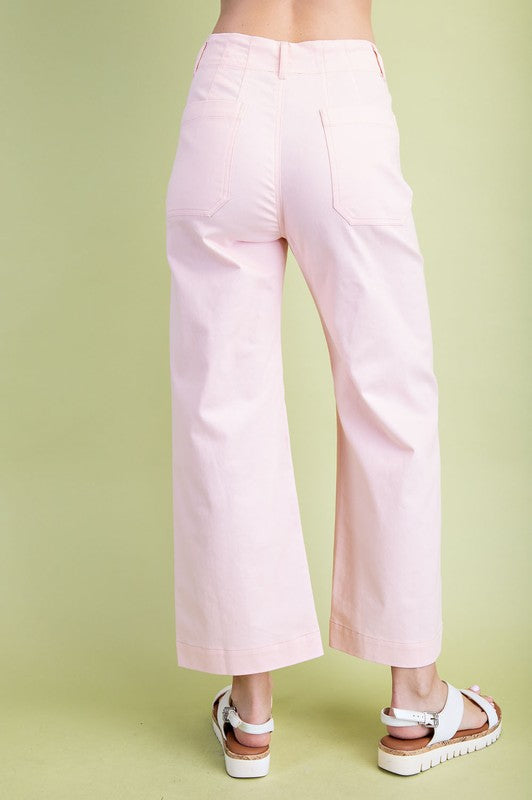 Colored Ankle Crop Patch Pocket Pant