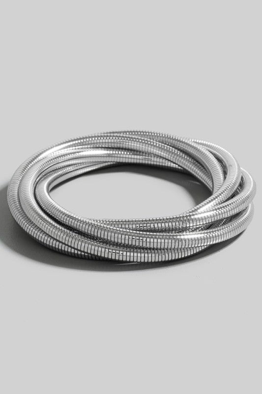 Metal Coil Twist Bracelet Set
