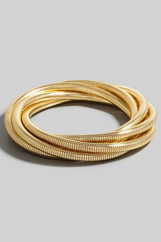 Metal Coil Twist Bracelet Set