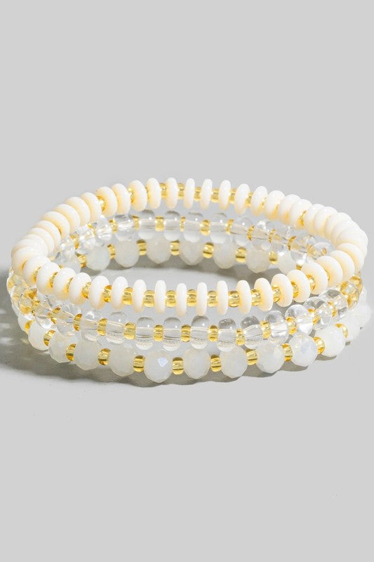 Stone & Glass Mixed Beaded Bracelet Set