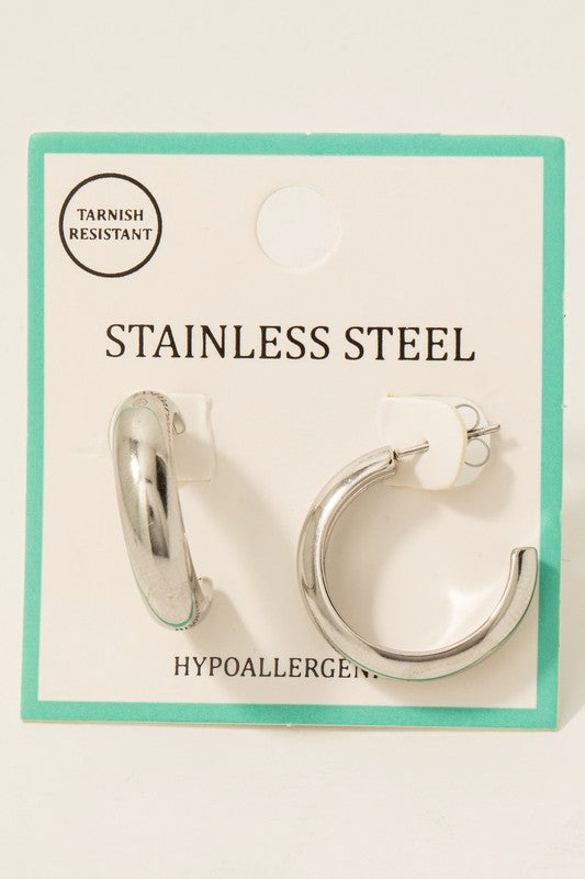 Stainless Steel Rounded Hoop Earring
