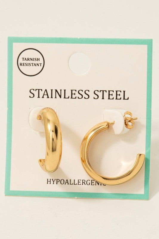 Stainless Steel Rounded Hoop Earring