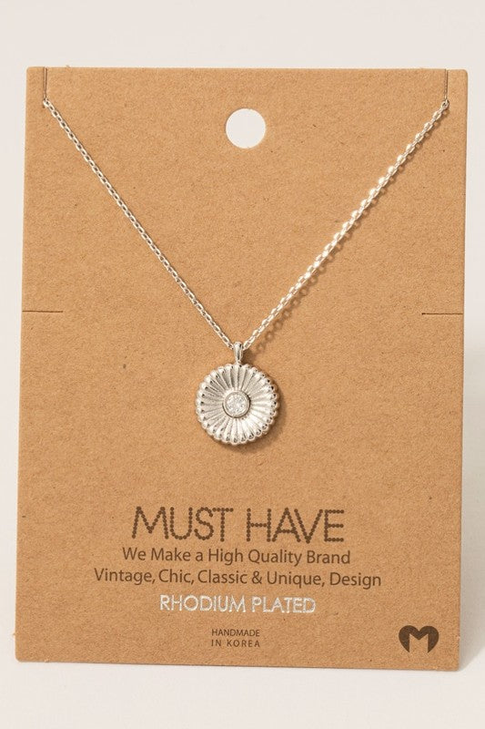 Round CZ Stud Charm Must Have Necklace