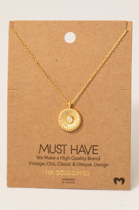 Round CZ Stud Charm Must Have Necklace