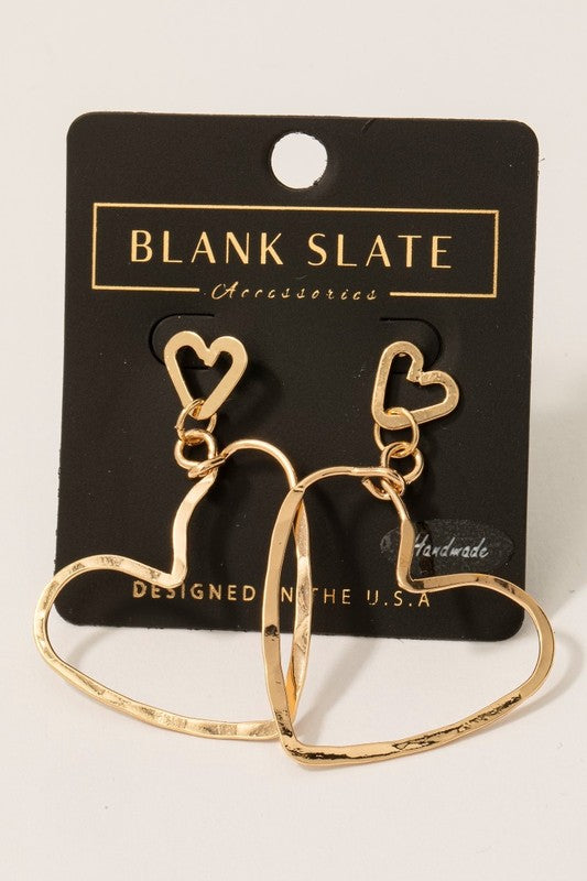 Thin Cut Out Hearts Dangle Earring-Gold