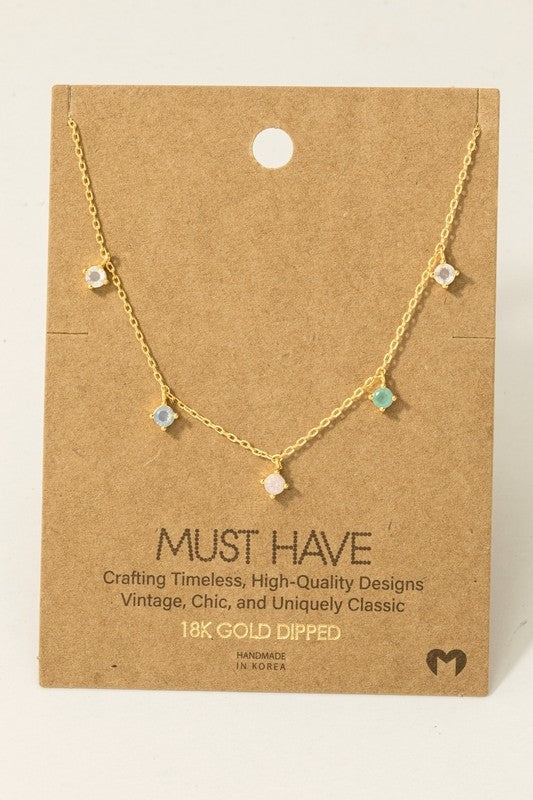 Multi Color CZ Charm Must Have Necklace