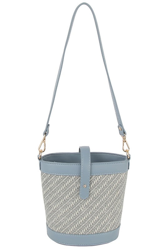 Straw Crossbody Bucket Bag