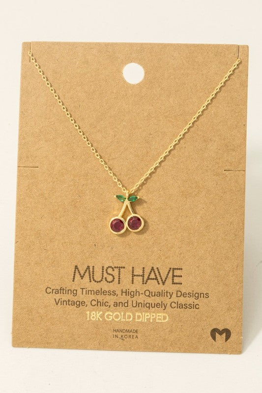 Cherry Stem Must Have Necklace-Gold