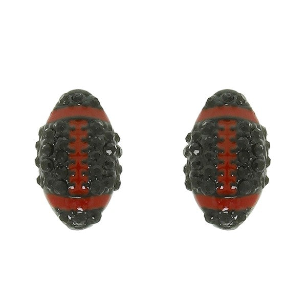 Two Tone Pave Football Stud Earrings