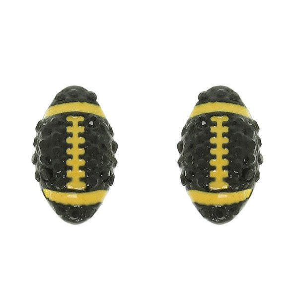 Two Tone Pave Football Stud Earrings