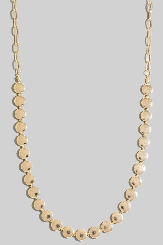 Metallic Disks Long Chain Necklace