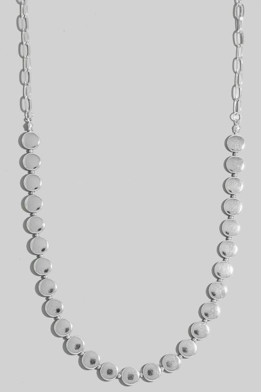 Metallic Disks Long Chain Necklace