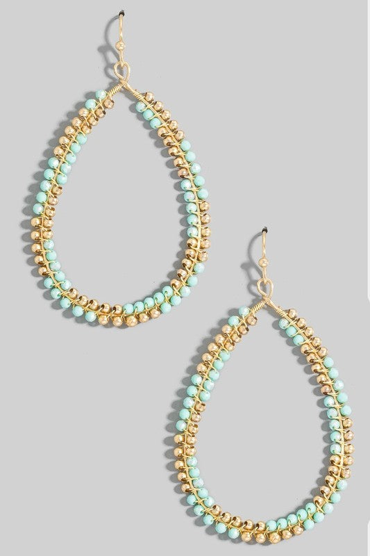 Seed Bead Color Block Teardrop Earring