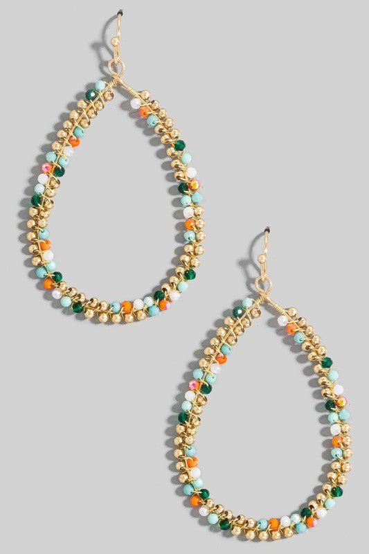 Seed Bead Color Block Teardrop Earring