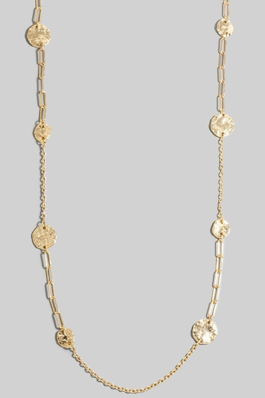 Hammered Coins Stationary Chain Necklace
