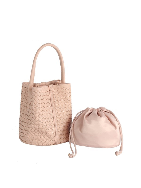 Basket Weave Bucket Bag