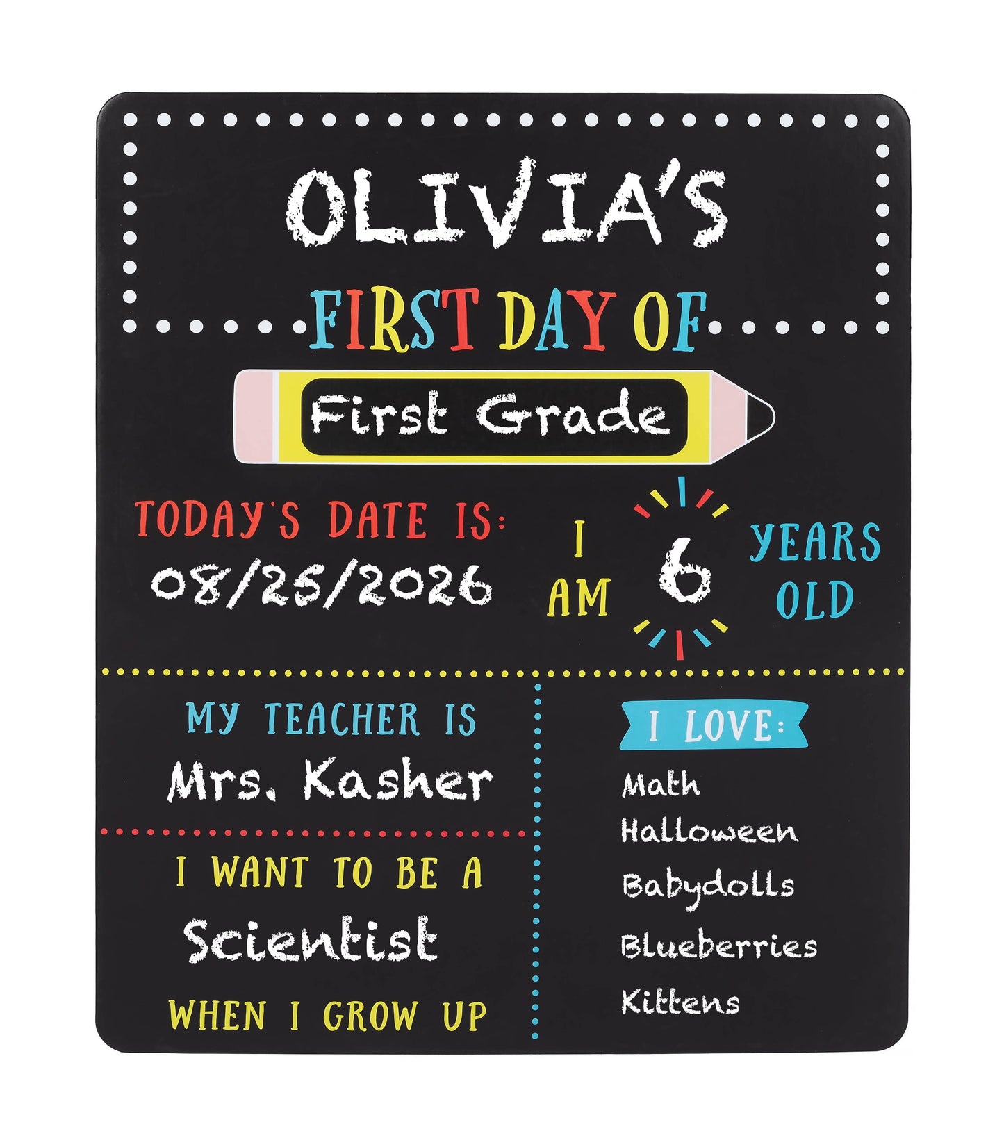 First Day and Last Day of School Reversible Chalkboard