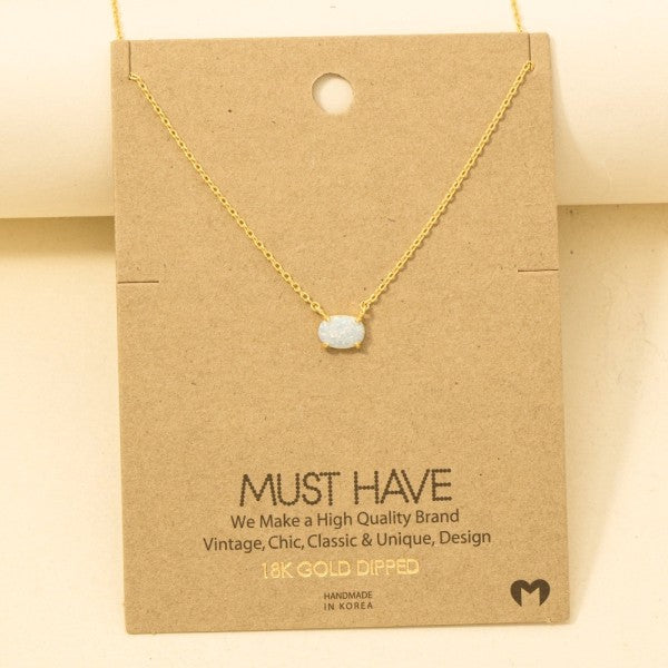 Oval Stone Must Have Necklace-White