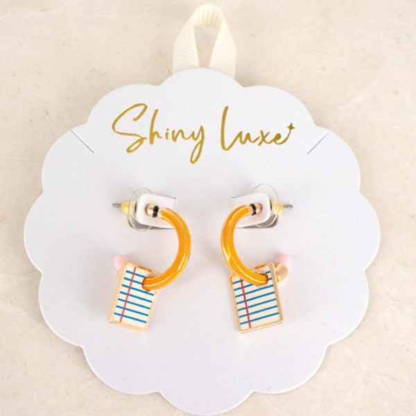Notebook Pencil Hoop Earring